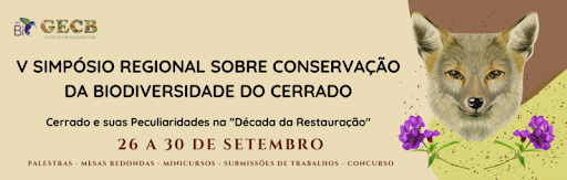A imagem mostra o banner do evento com uma espécie animal e outra vegetal representando a biodiversidade do Cerrado