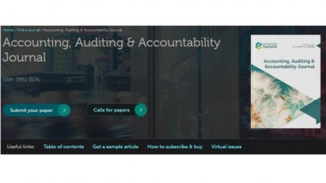 Accounting, Auditing &amp; Accountability Journal é um dos principais periódicos de contabilidade do mundo. (Imagem: Reprodução)