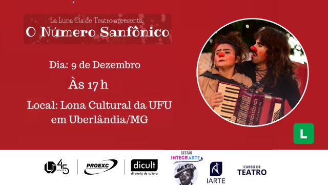 Cartaz com as informações gerais sobre a peça, que será encenada na Lona Cultural do Campus Santa Mônica