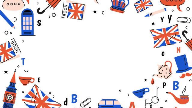 Na imagem é possível visualizar diversos elementos como: a coroa inglesa, cabine de telefone, a Torre de Londres, entre outros elementos que remetem à cultura inglesa