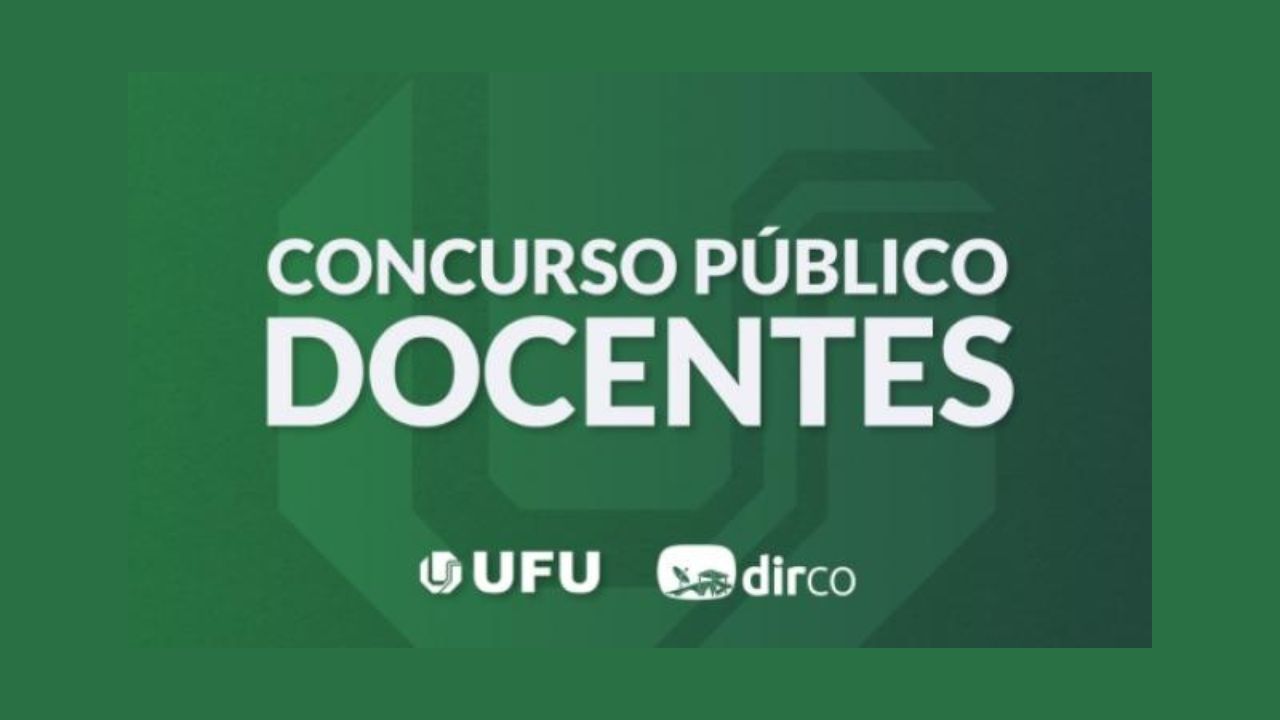 Arte com as inscrições 'Concurso Público Docentes - UFU / Dirco'