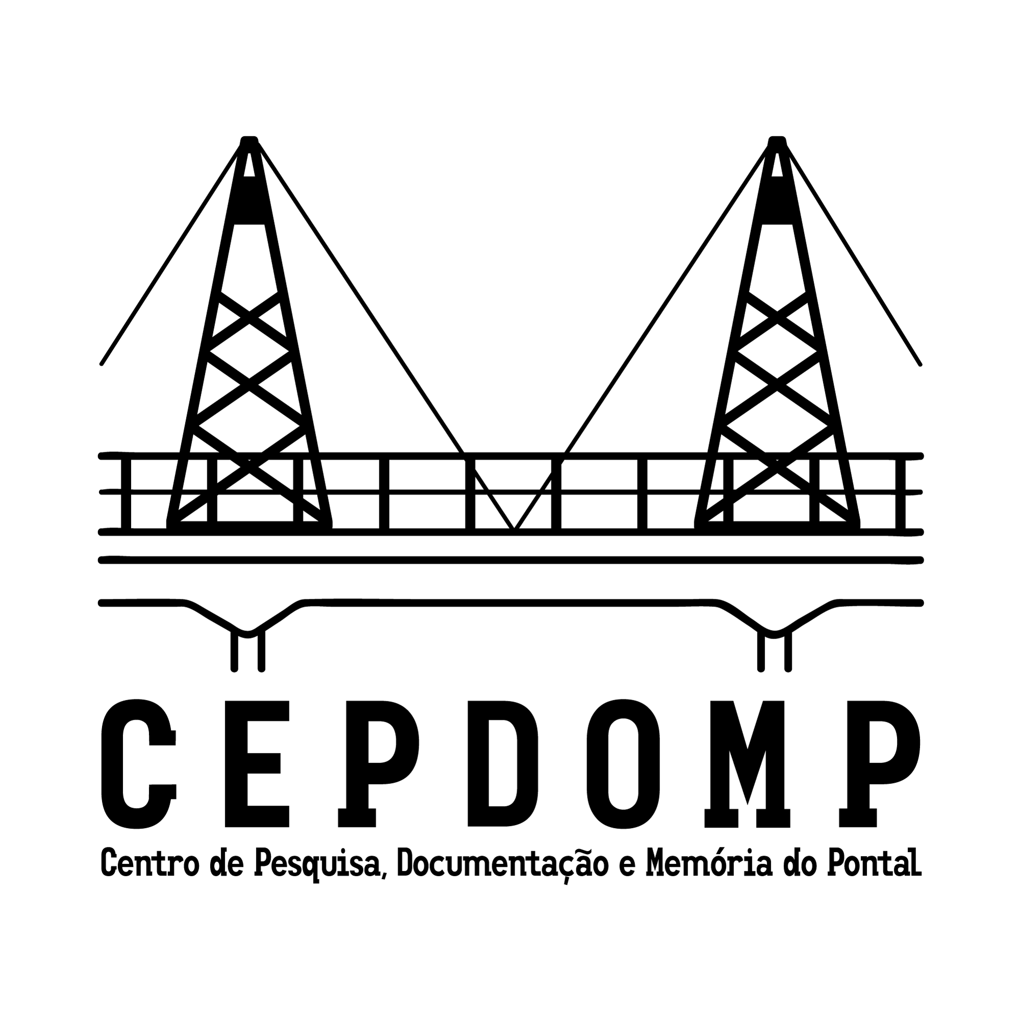 Imagem de fundo branco, com nome do Cepdomp e símbolo na cor preta
