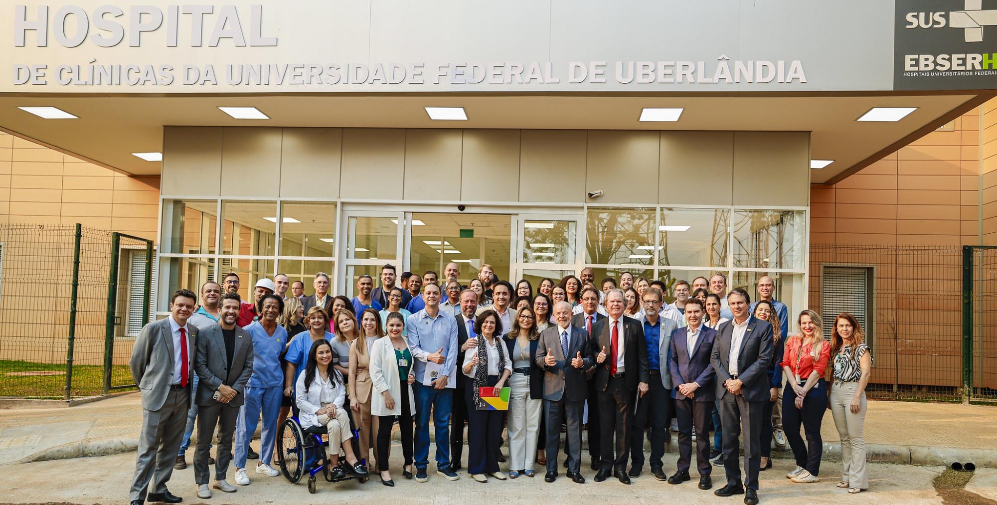 Presidente da República, Luiz Inácio Lula da Silva, durante a cerimônia de entrega das obras de ampliação do Hospital de Clínicas da Universidade Federal de Uberlândia (UFU), no Campus Umuarama. Uberlândia - MG.