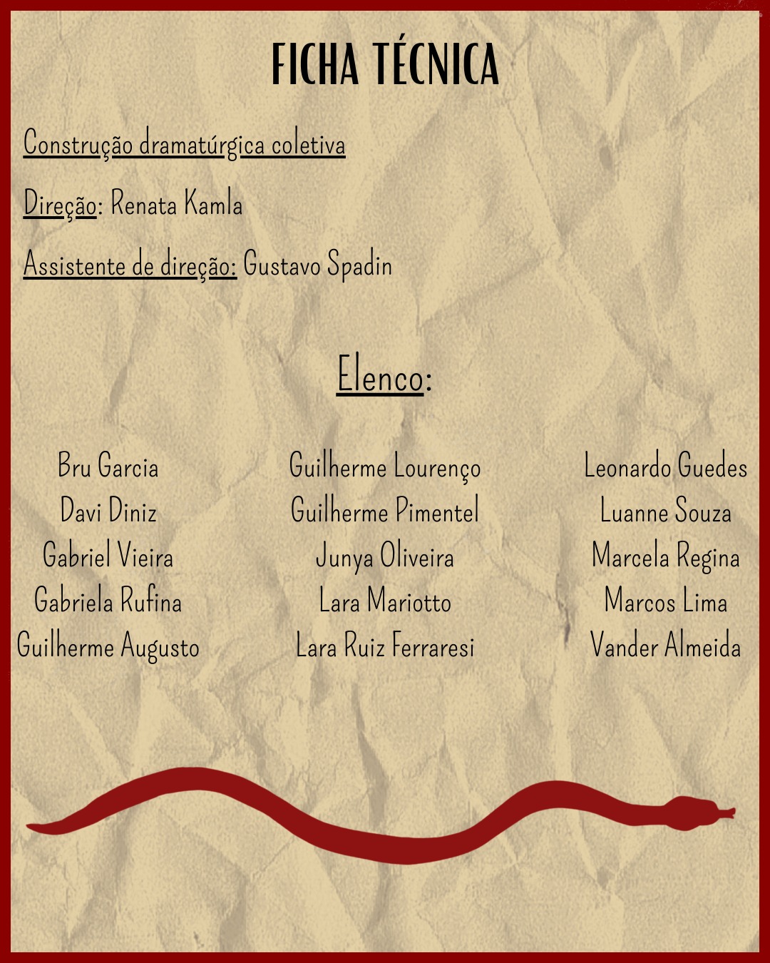 cartaz com nomes dos atores