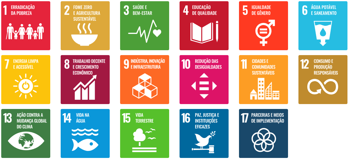 Imagem com os símbolos dos selos ODS
