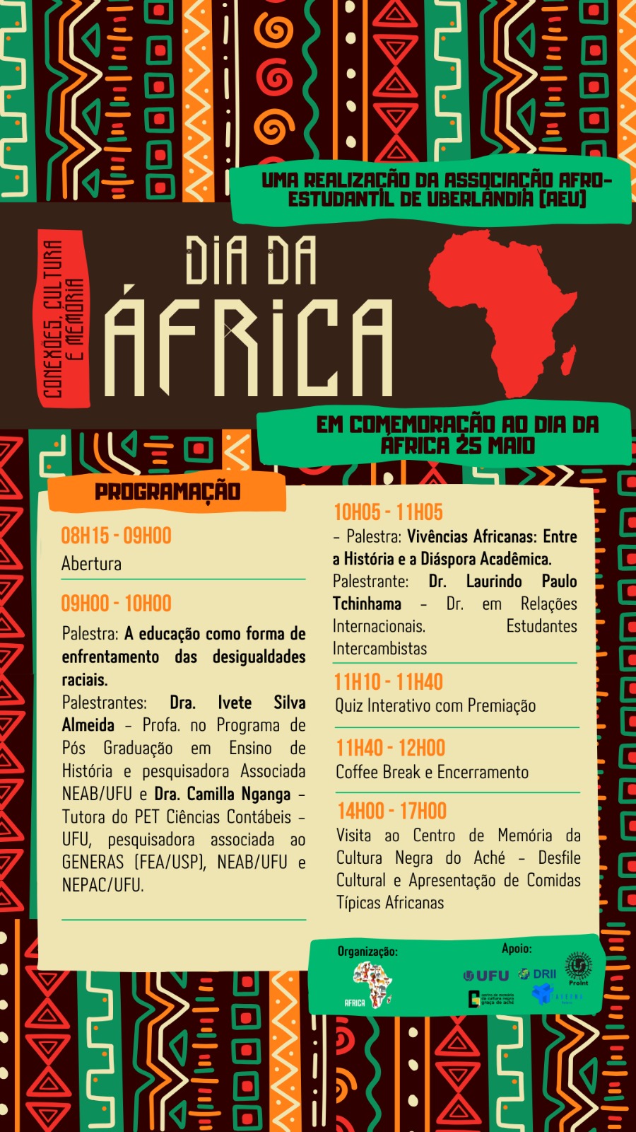 cartaz colorido com a programação do evento