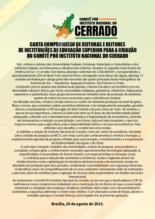 Imagem com o texto da carta 