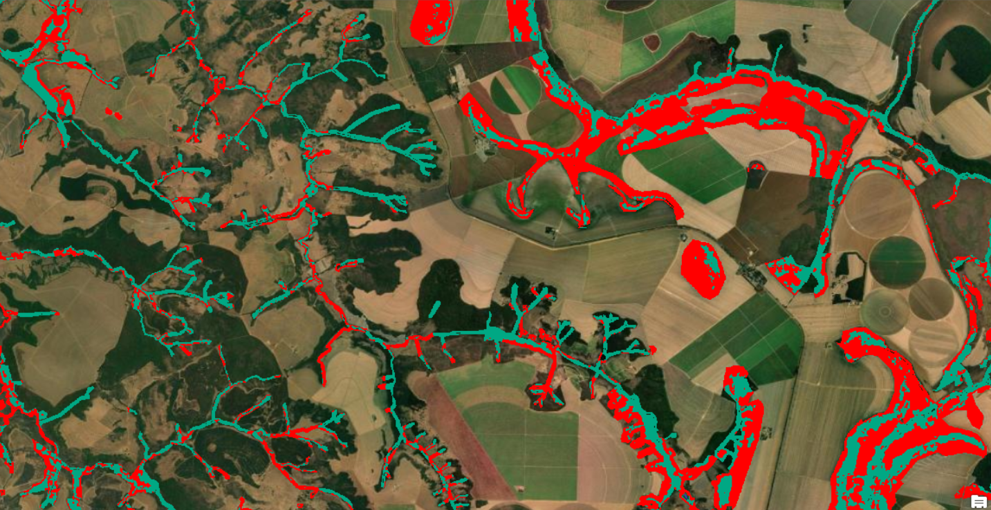 Mapeamento realizado pelo Nuplamflor UFU identificou as áreas de reserva legal e APPs degradadas no estado de Minas Gerais. As cores em vermelho indicam as áreas degradadas  (Imagem: Nuplamflor UFU)