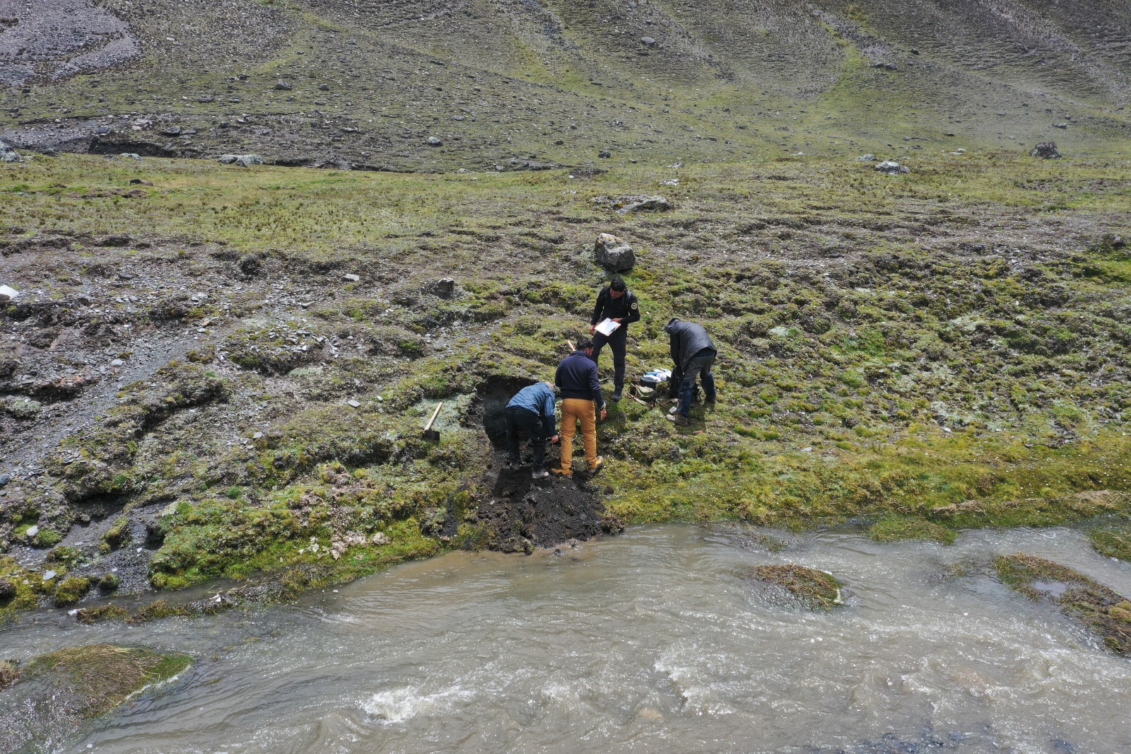 Pesquisadores nos Andes