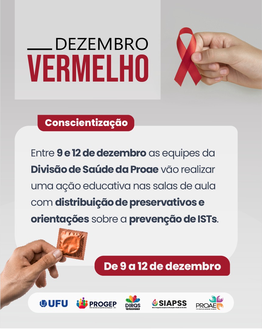 Cartaz da campanha Dezembro Vermelho da Proae e da Progep UFU