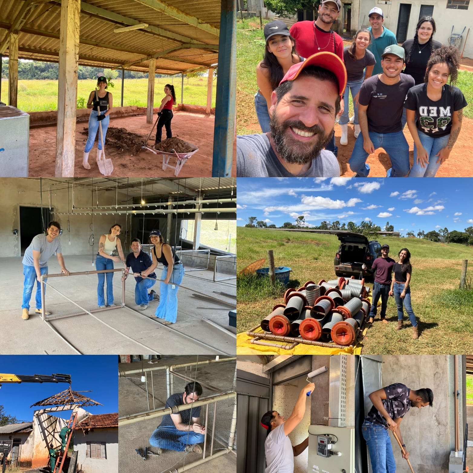 Montagem com várias fotos durante a reforma 