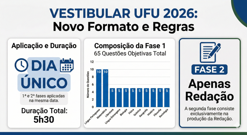 Arte com o novo formato do vestibular 2026