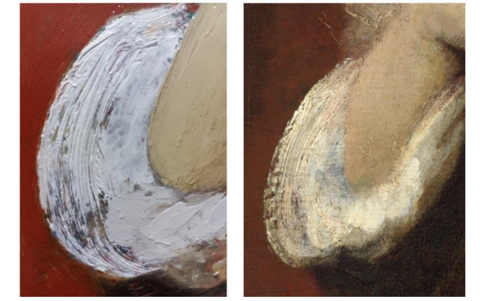Comparação da tinta produzida pelo pesquisador e a obra original