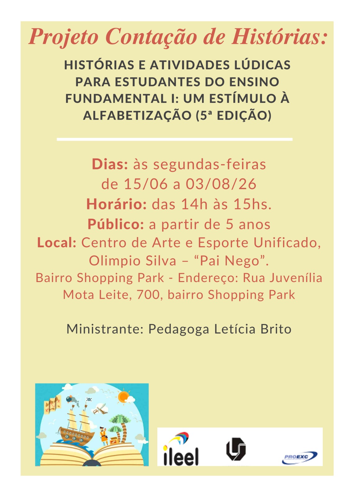 Arte de divulgação, com as informações gerais do projeto