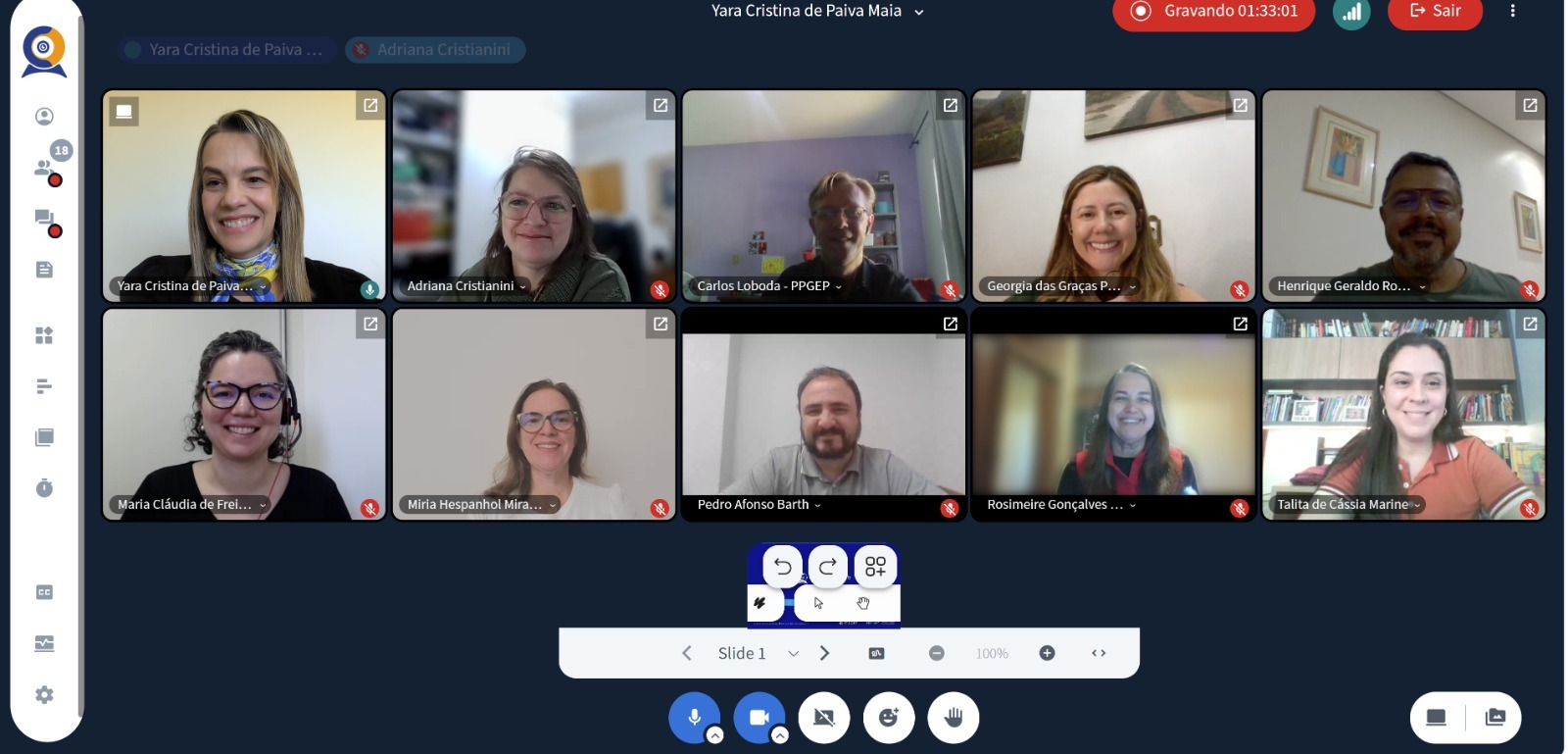 Webinário sobre Rede CIDeS, em julho de 2026, com representantes dos programas de pós-graduação da UFU (Foto: Arquivo Yara Maia)
