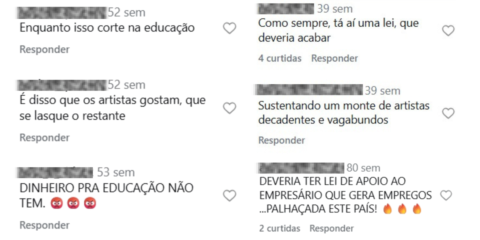 Prints de comentários analisados na pesquisa