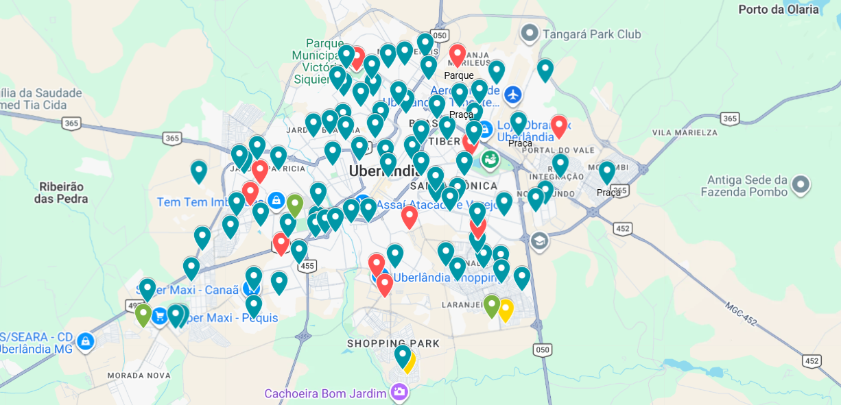 Mapa interativo da pesquisadora