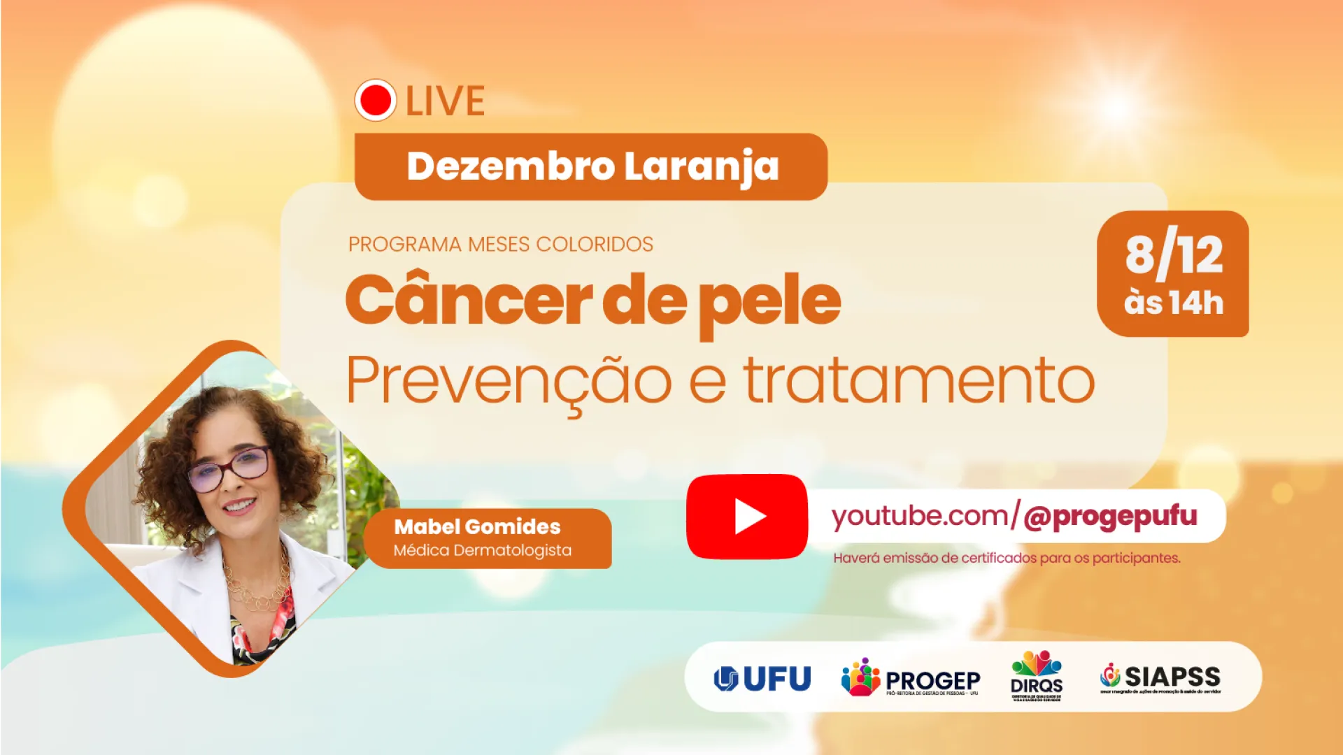 Banner de divulgação do evento para a campanha de Dezembro Laranja