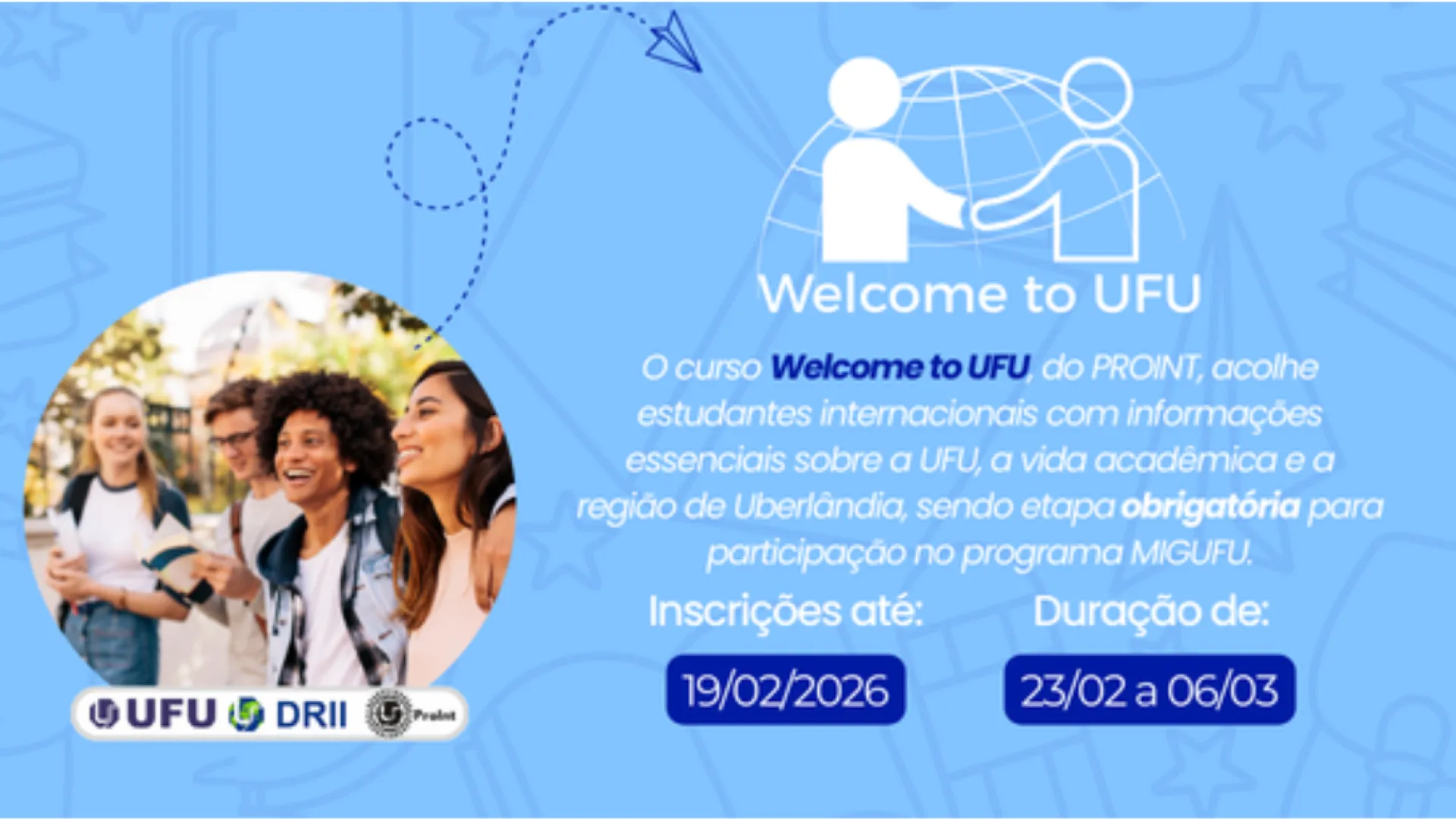 Banner de divulgação do Welcome UFU