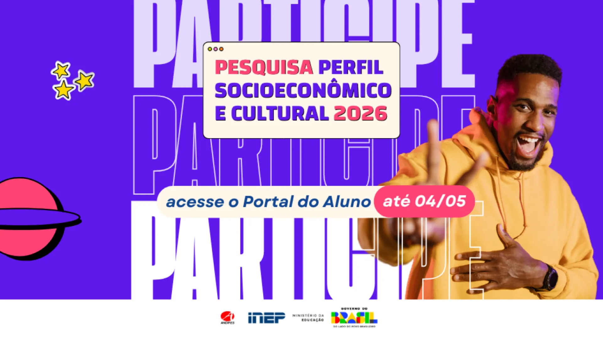 Pesquisa Perfil Socioeconômico e Cultural 2026, acesse até 4 de maio