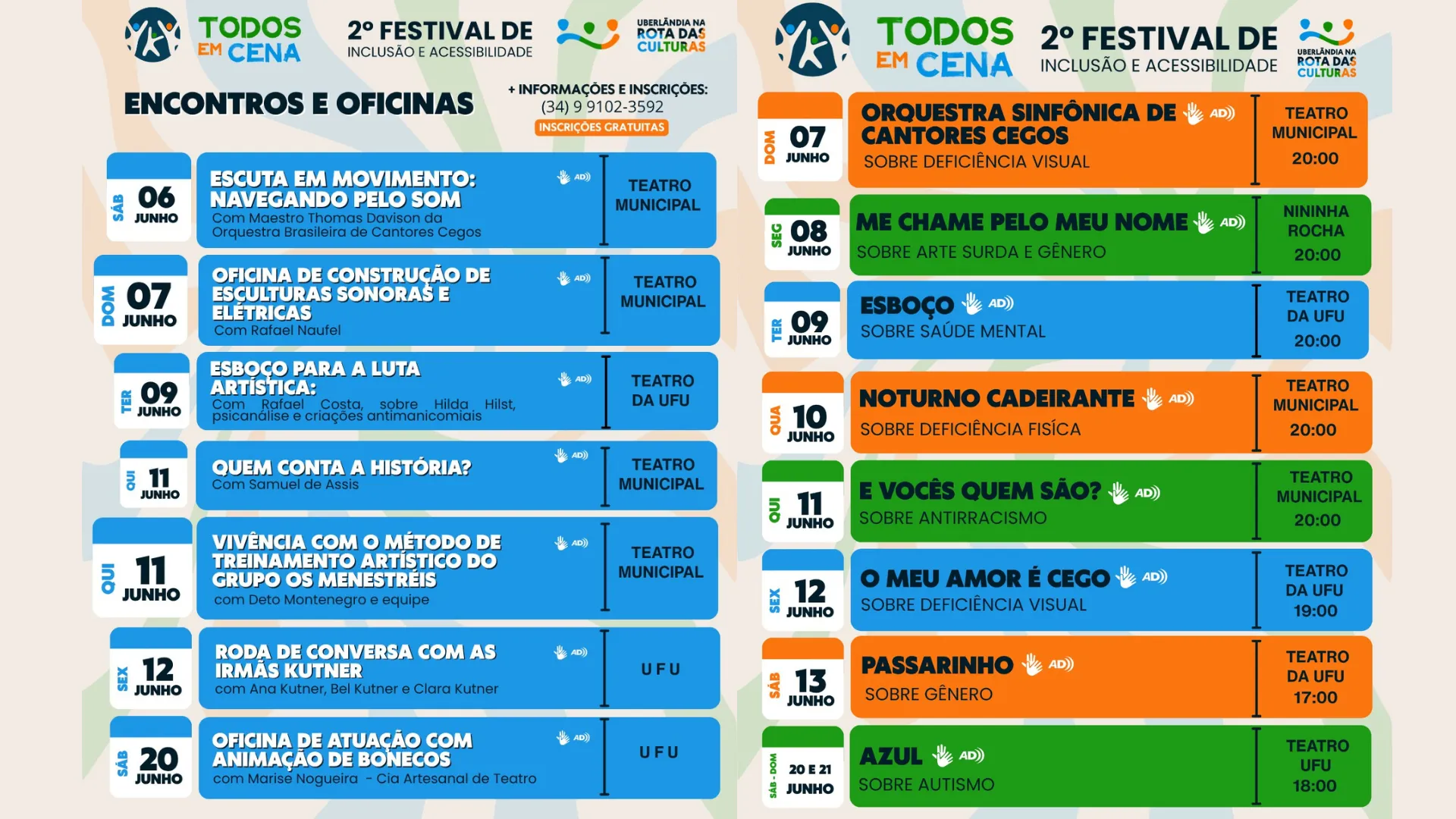 Imagem de divulgação nas cores azul, laranja e bege