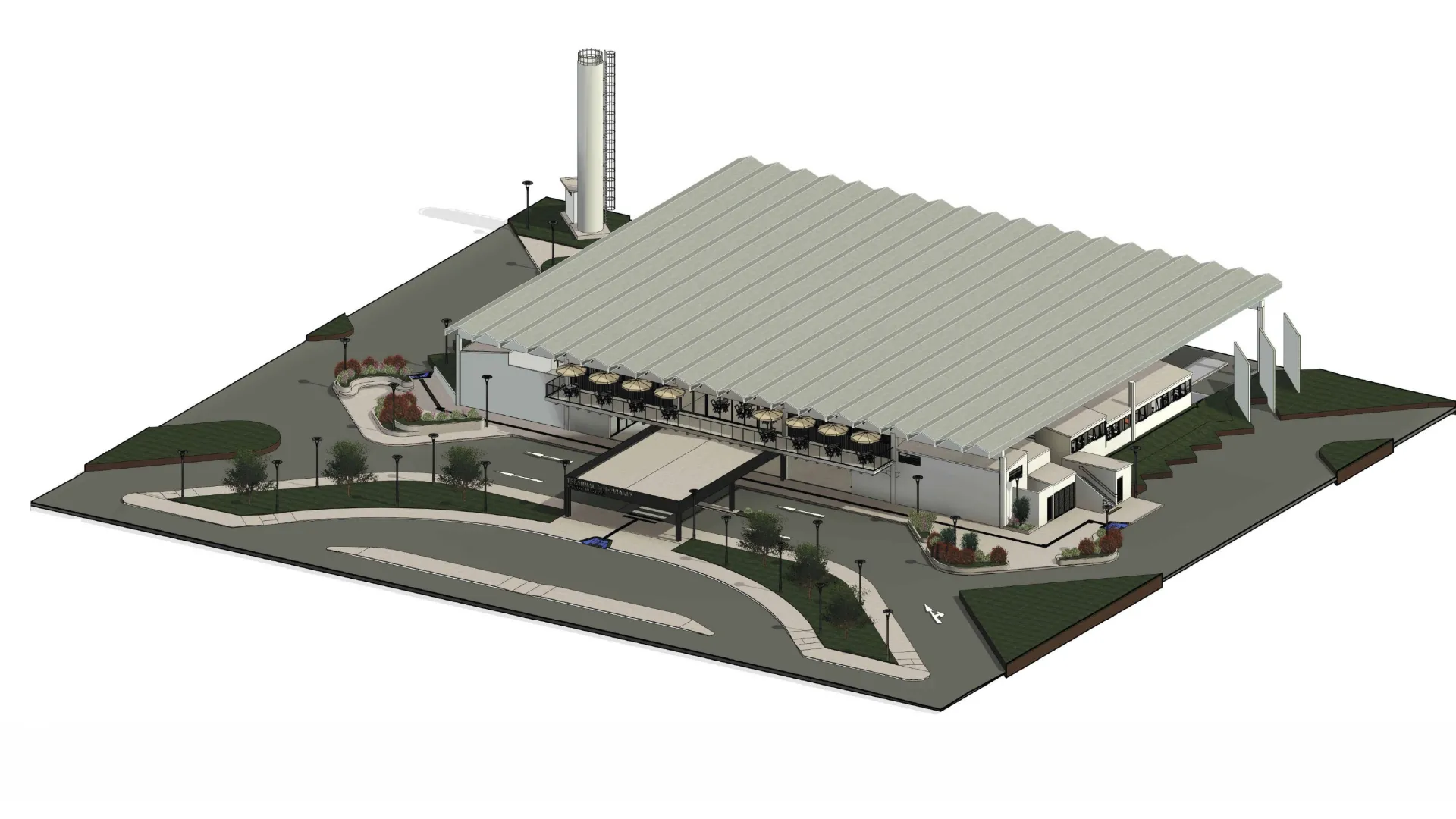 Projeção digital em 3D do projeto de reforma e reabilitação do Terminal Rodoviário de Araguari, desenvolvido pela Feciv/UFU