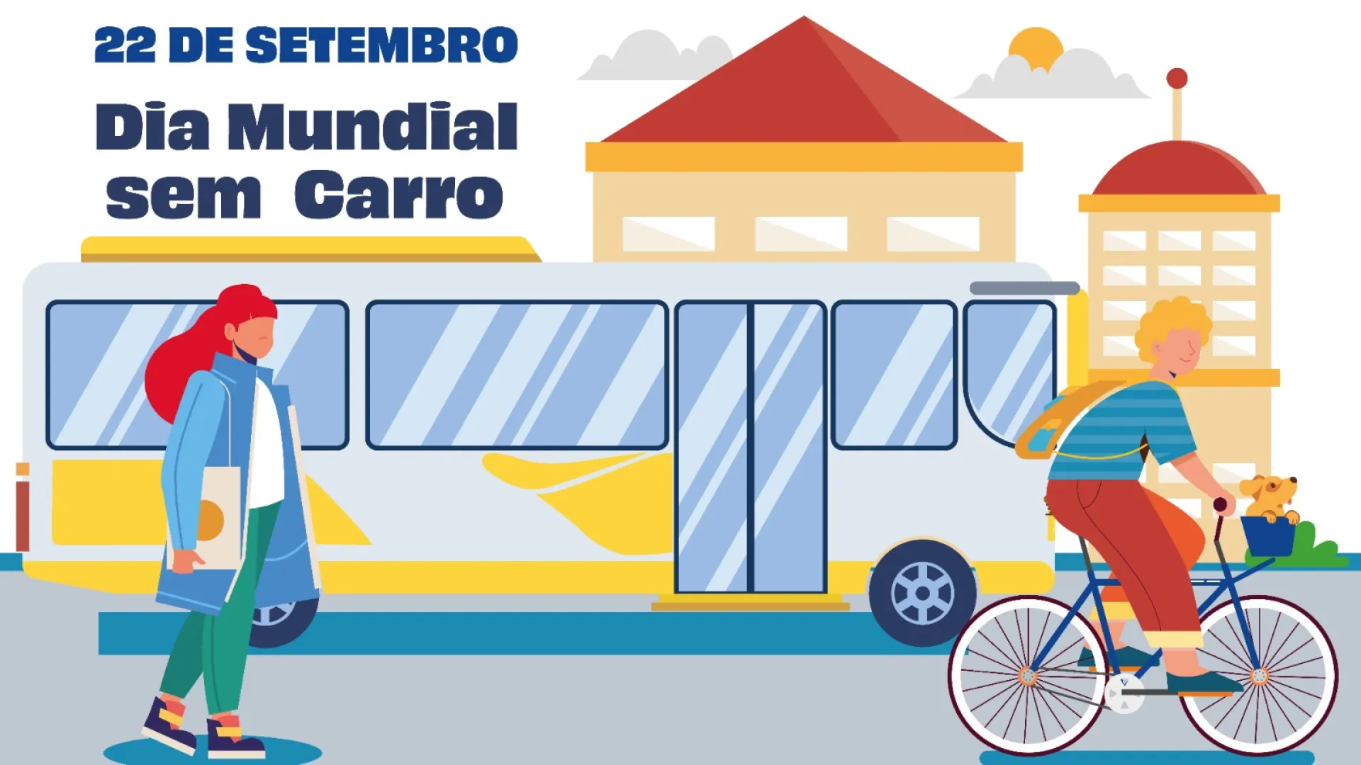 Arte gráfica ilustrando alternativas sustentáveis de locomoção