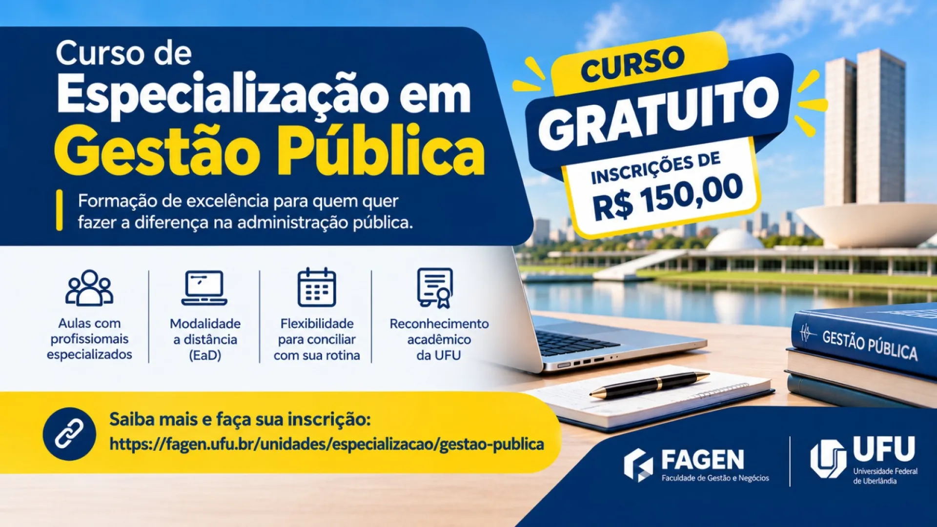 Arte de divulgação, com as informações gerais do curso e do edital de seleção