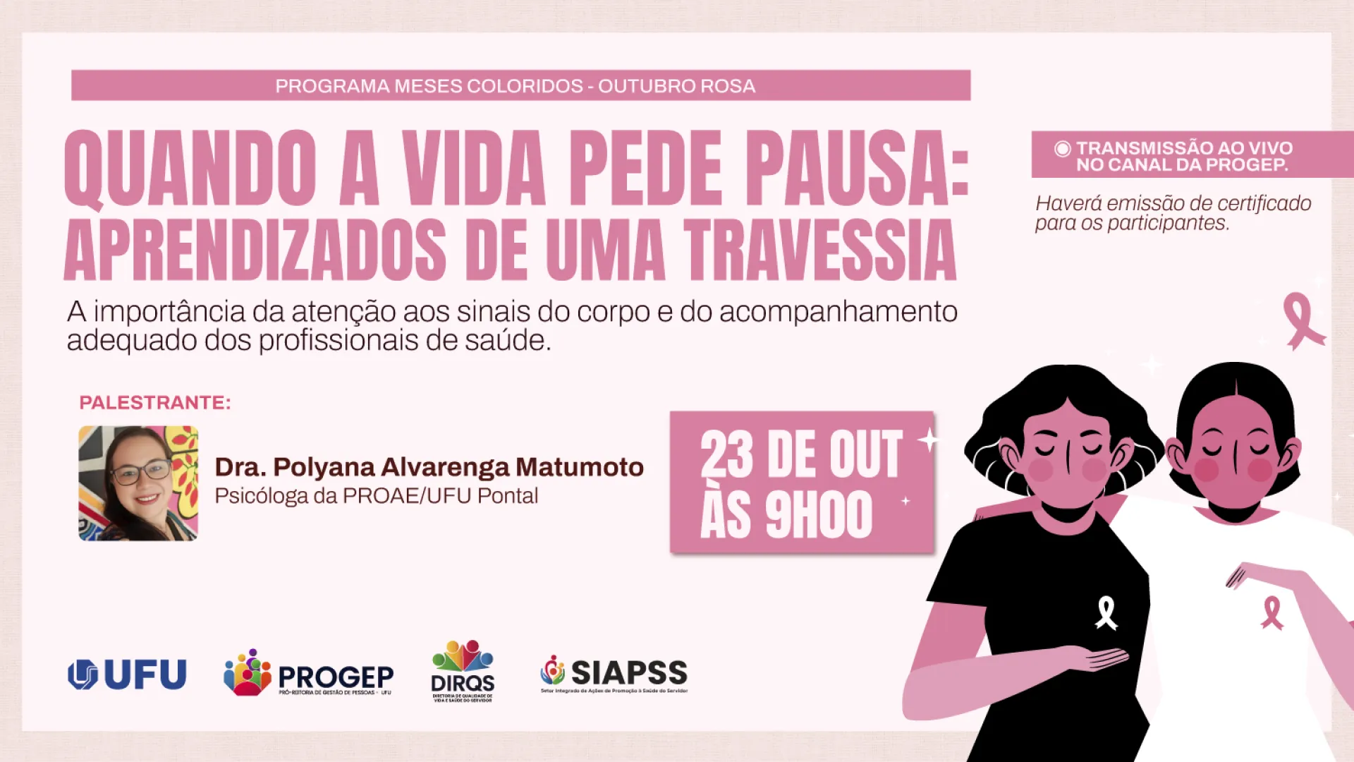 Outubro Rosa é tema de mais uma live do programa Meses Coloridos