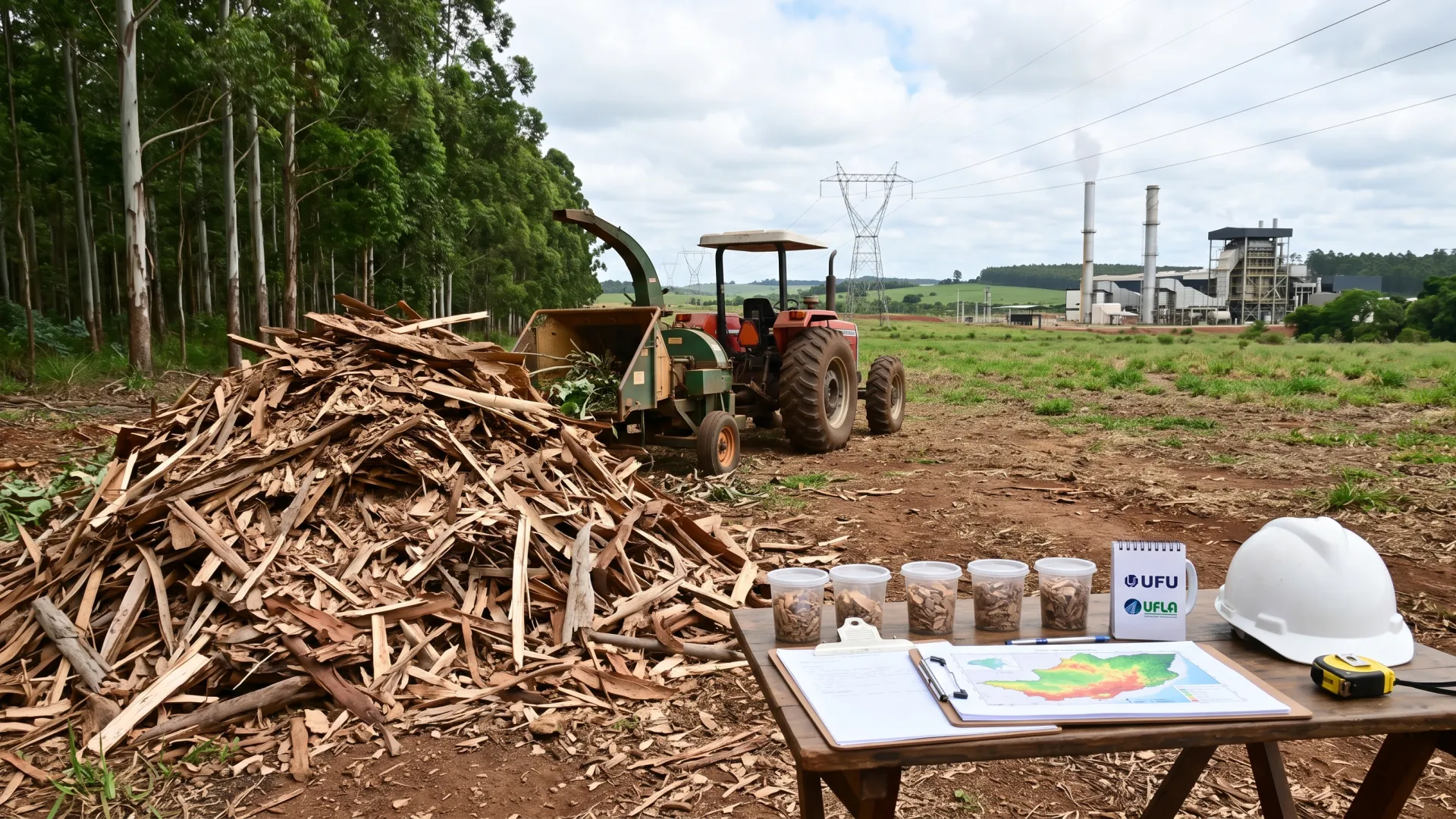 Em ambiente de floresta equipamento organiza material coletado