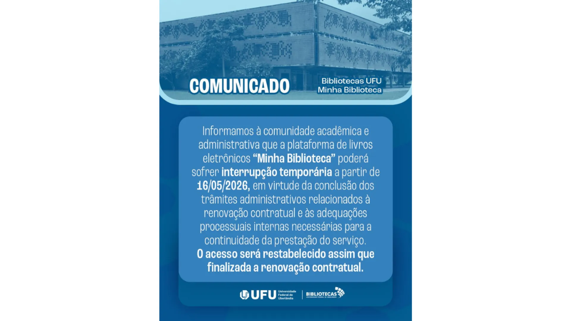 Comunicado Minha Biblioteca