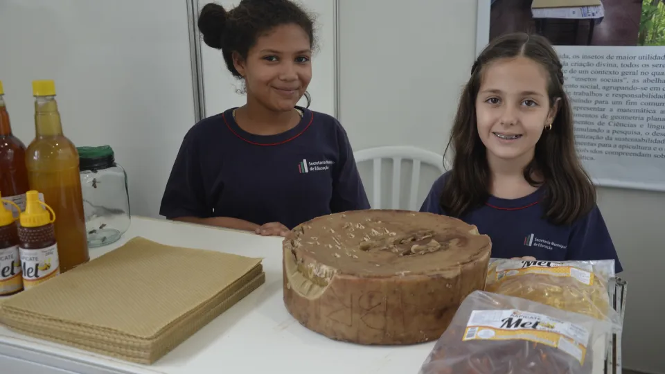 Estande de trabalhos dos alunos  (Foto: Milton Santos)