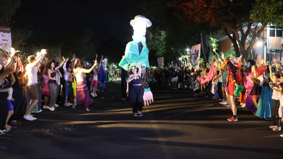 Imagens das apresentações durante o cortejo