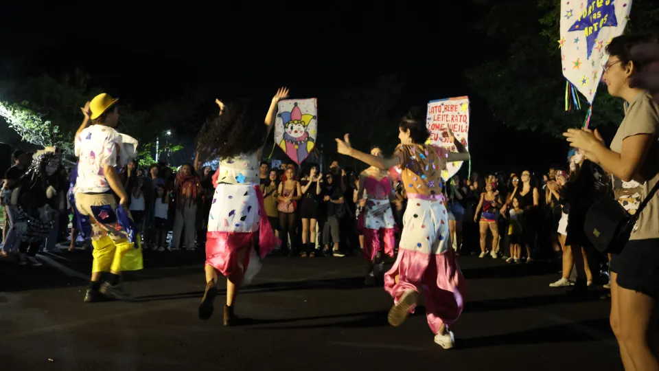 Imagens das apresentações durante o cortejo