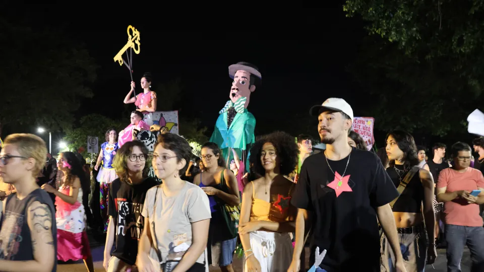 Imagens das apresentações durante o cortejo