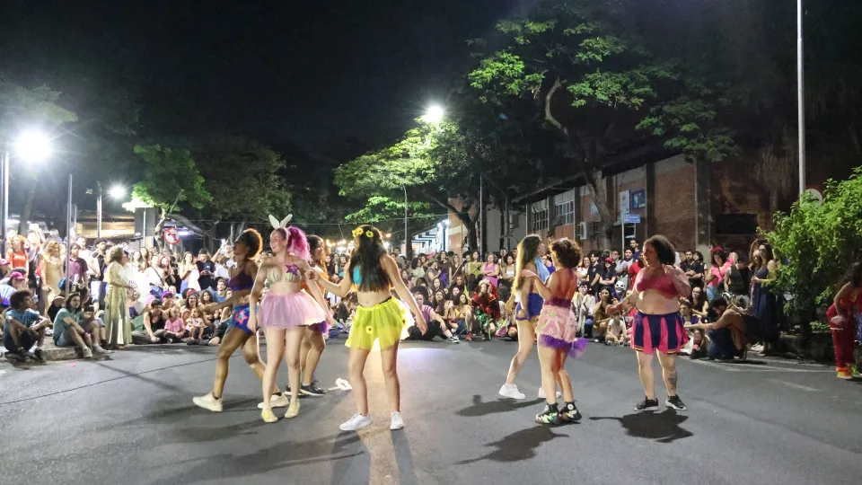 Imagens das apresentações durante o cortejo