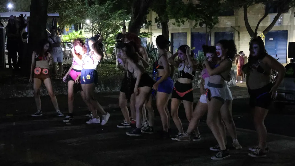 Imagens das apresentações durante o cortejo