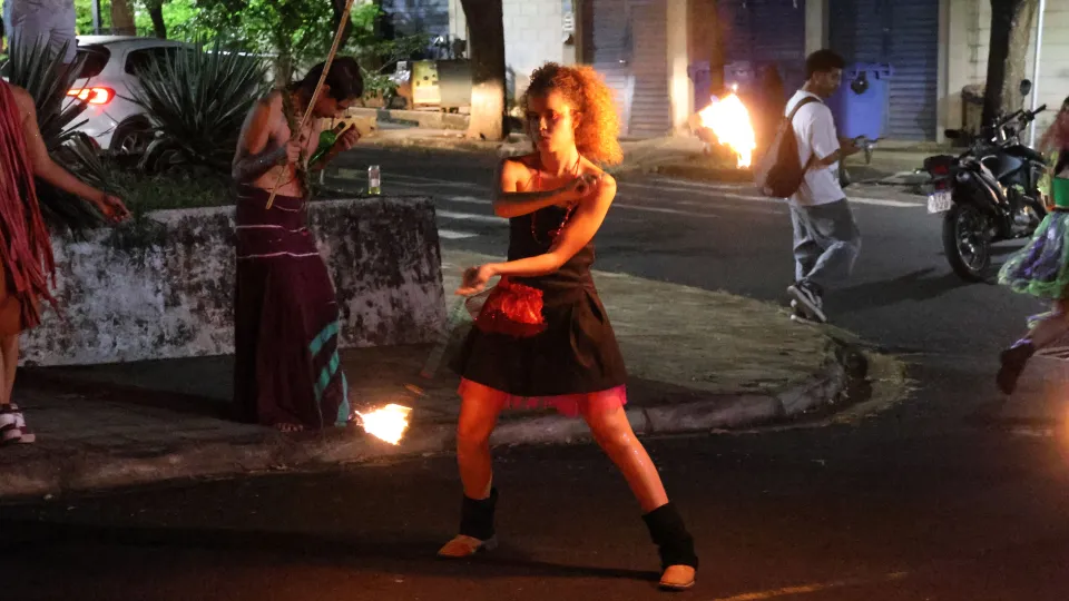 Imagens das apresentações durante o cortejo