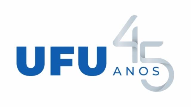 Logo oficial dos 45 anos de federalização da Universidade Federal de Uberlândia. (Imagem: Arte Institucional)
