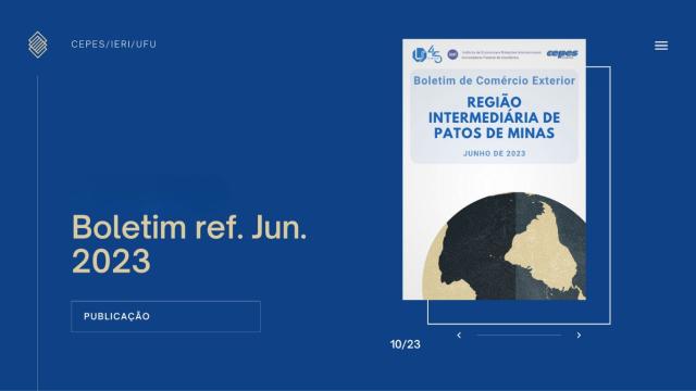 Imagem da capa do 'Boletim CEPES UFU Região Patos de Minas'
