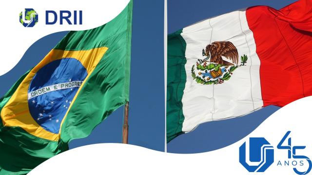Bandeiras do Brasil e do México 
