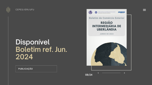 Capa do Boletim de Comércio Exterior da Região Intermediária de Uberaba. Divulgação: Cepes