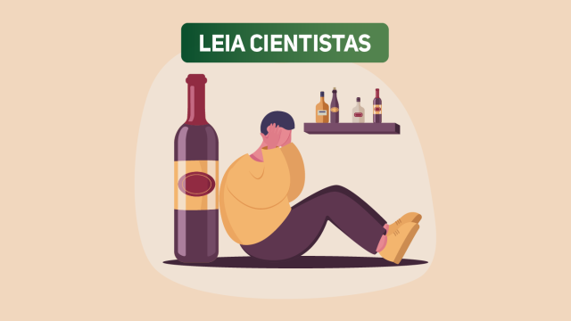 Ilustração com uma garrafa de bebida alcoólica