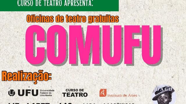 Cartaz da oficina de teatros do Comufu