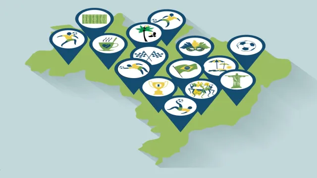 Imagem do mapa do Brasil com símbolos 