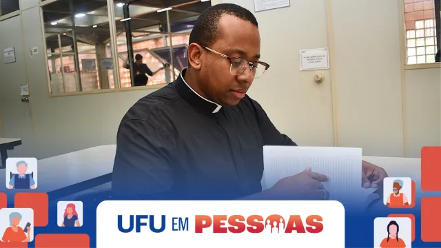 Donavan Mata estudando na biblioteca da UFU