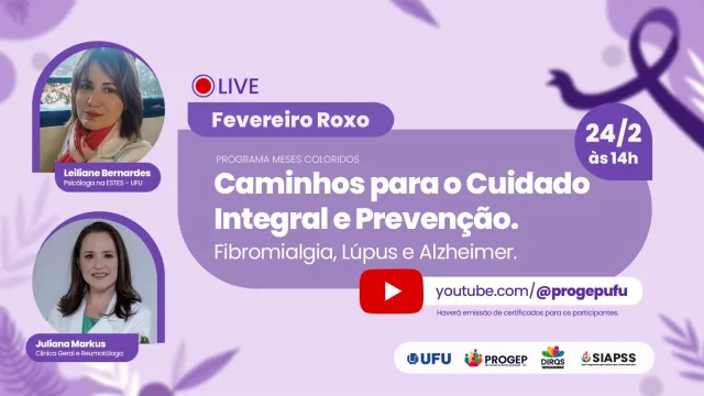 Banner de divulgação do evento para a campanha de Fevereiro Roxo