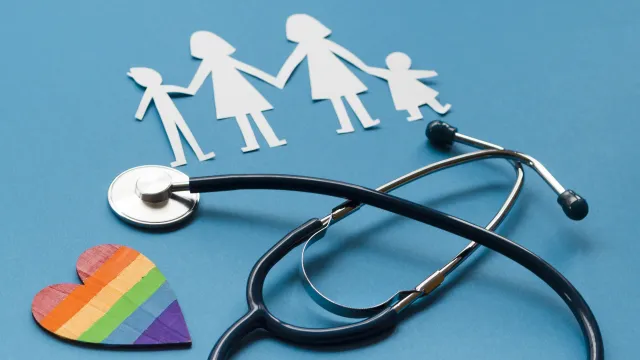 Estetoscópio, coração e família