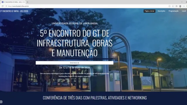 Print da página inicial do site oficial do evento