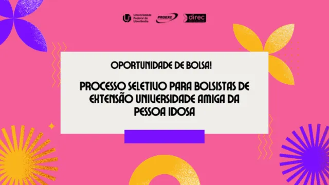 Imagem de divulgação nas cores rosa, amarela e roxa